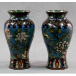 2 Cloisonne vases. A few. Proably China old. Each 17 cm high.