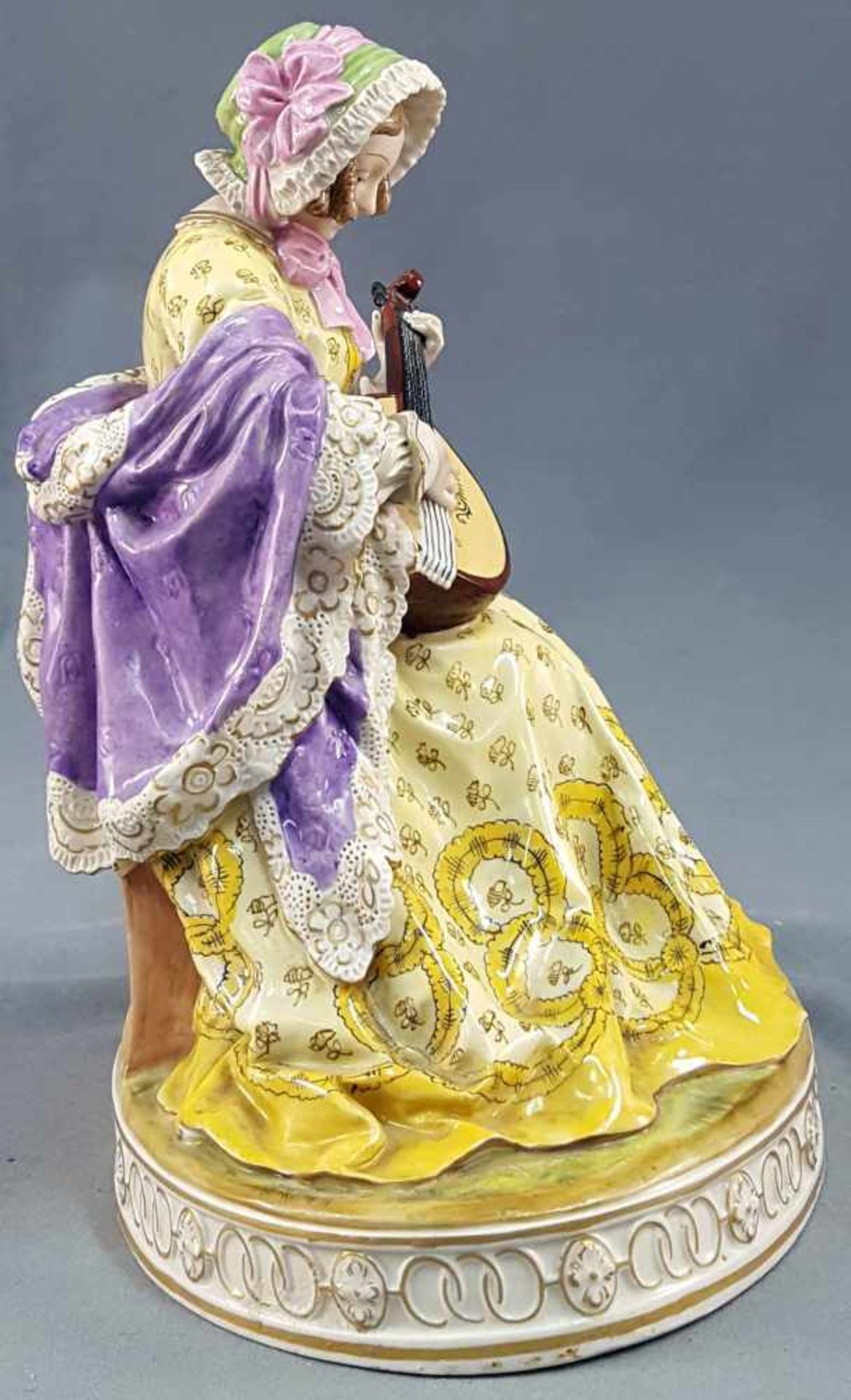 Porcelain figure, lady with lute, Dresden. - Image 5 of 9