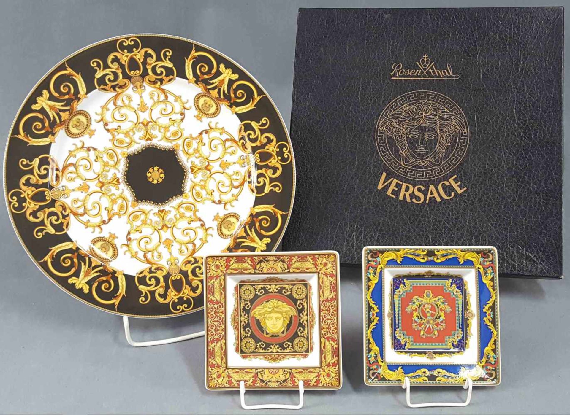 Plate and 2 bowls, Rosenthal Porcelain Studio - Line, Versace.