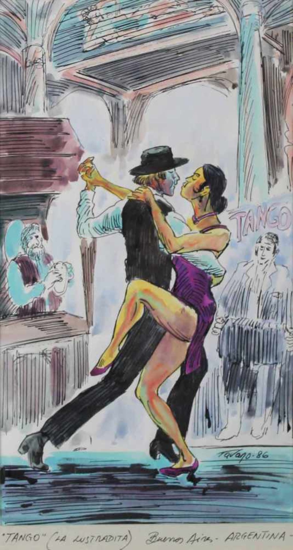 Carlos TAVANO (XX). Two watercolors. "Tango". 1986. - Image 2 of 8