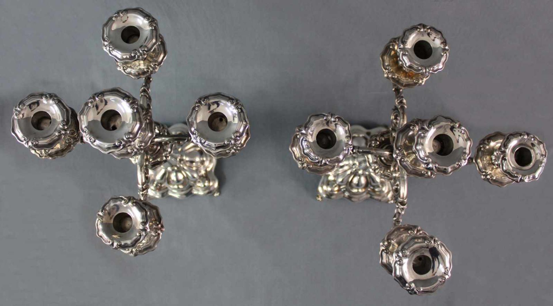 A pair of candlesticks, silver-plated, 5 flames. Punches. - Bild 10 aus 16