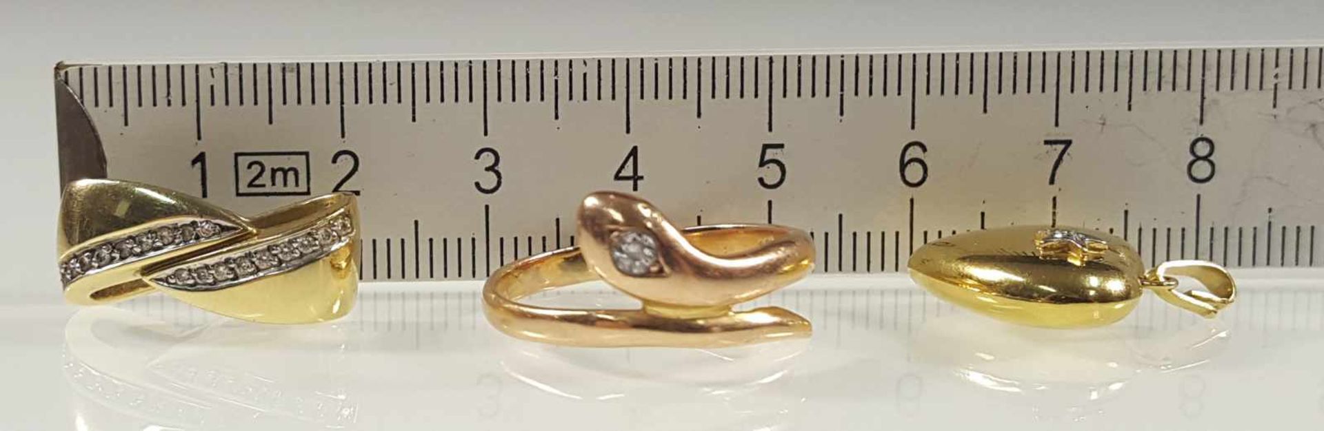 Ring with snake head and diamond. In addition pendant with diamond. - Image 5 of 14