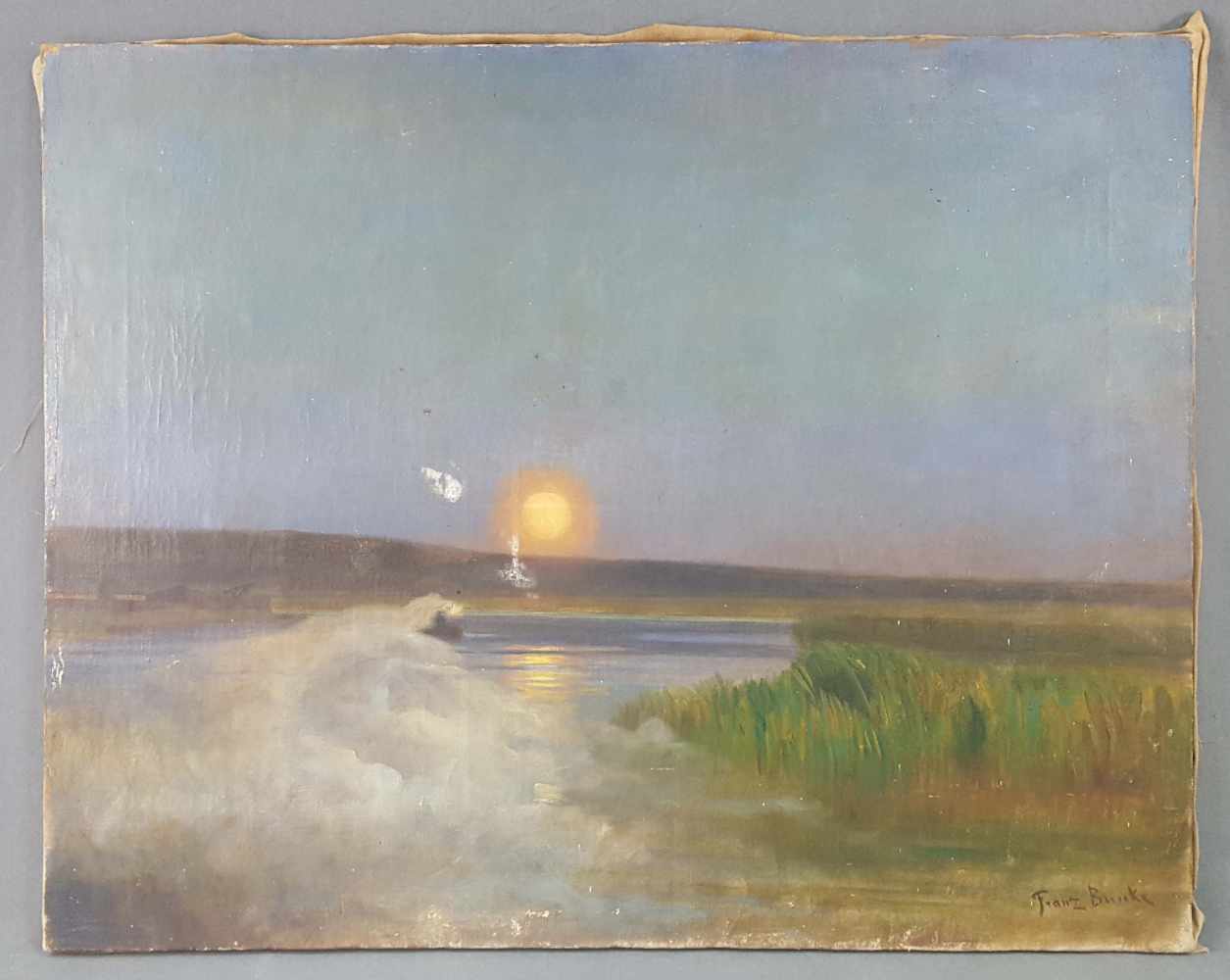 FRANZ BUNKE (1857-1939). "Moonrise" - Image 2 of 8