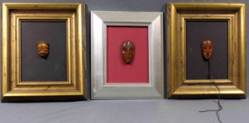 3 miniature masks. Up to 9 cm.