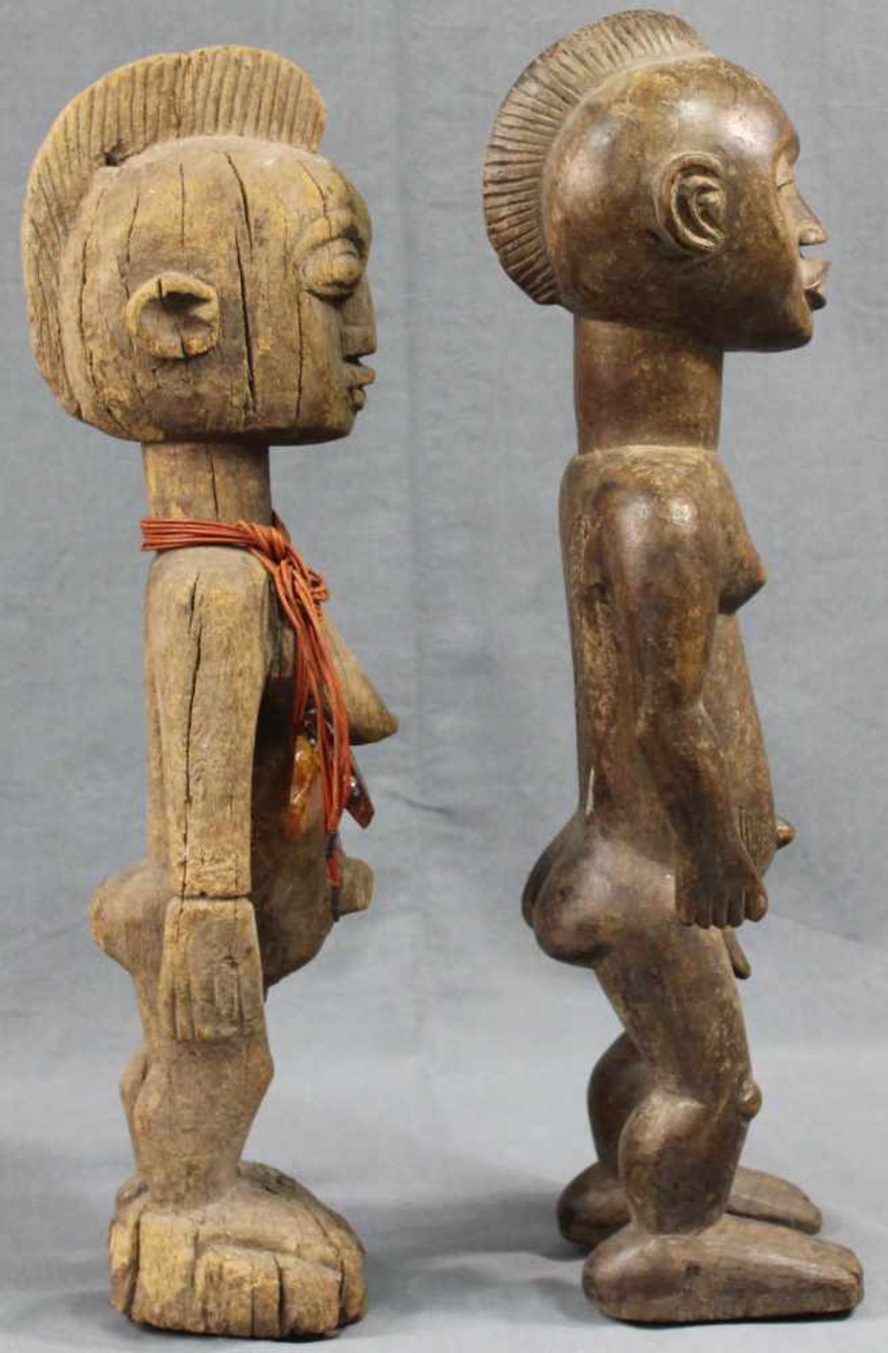 2 figures. Woman and man. Wood. Up to 50 cm high. - Image 6 of 9