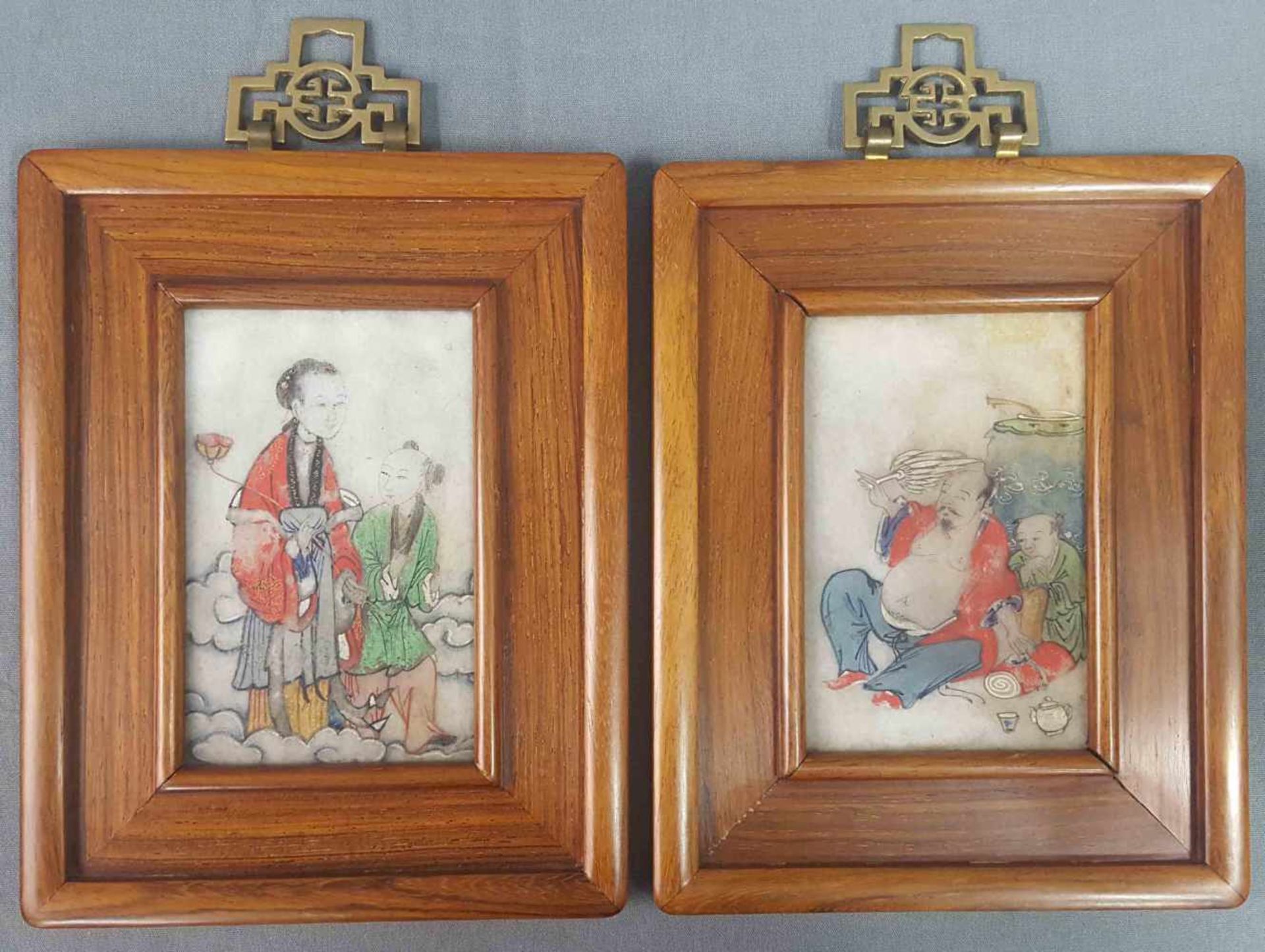 2 pictures. Painting on stone. Japan.