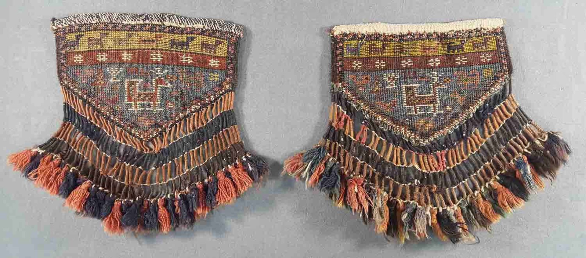 A pair of miniature - Asmalyk. Shah Savan. Turkoman. Antique, around 1900. - Image 4 of 6