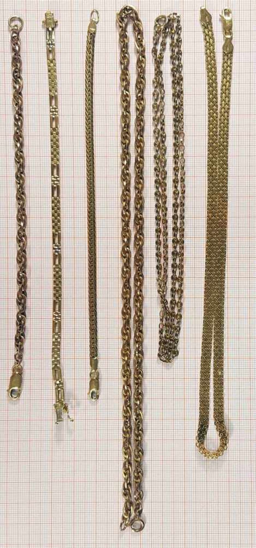 Three chains and three bracelets, each 750 yellow gold. - Image 5 of 5