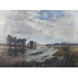 INDISTINCTLY SIGNED (XIX). Impressionist river landscape, 1899.