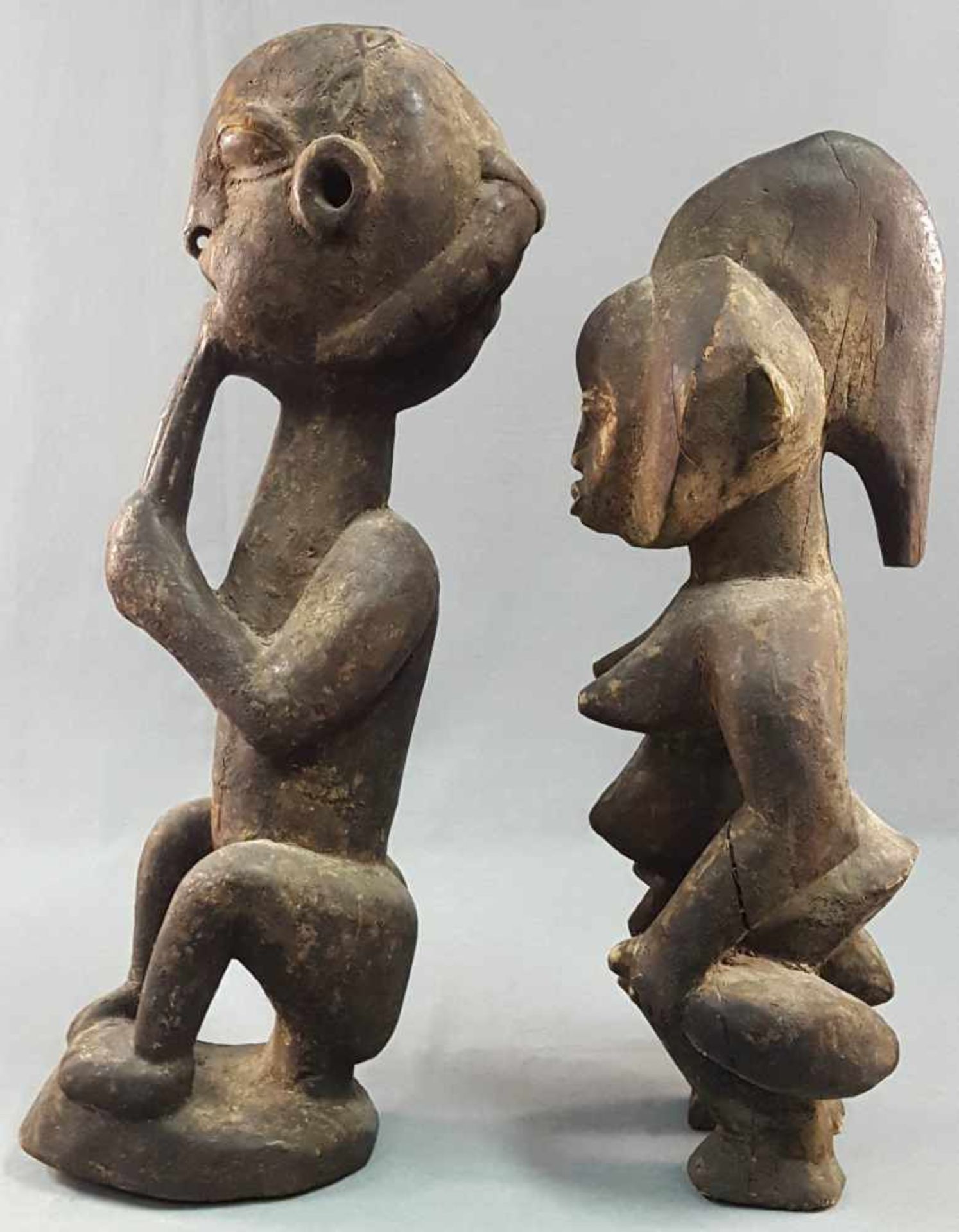 A couple of African wooden figures. Man and Woman. - Image 3 of 7