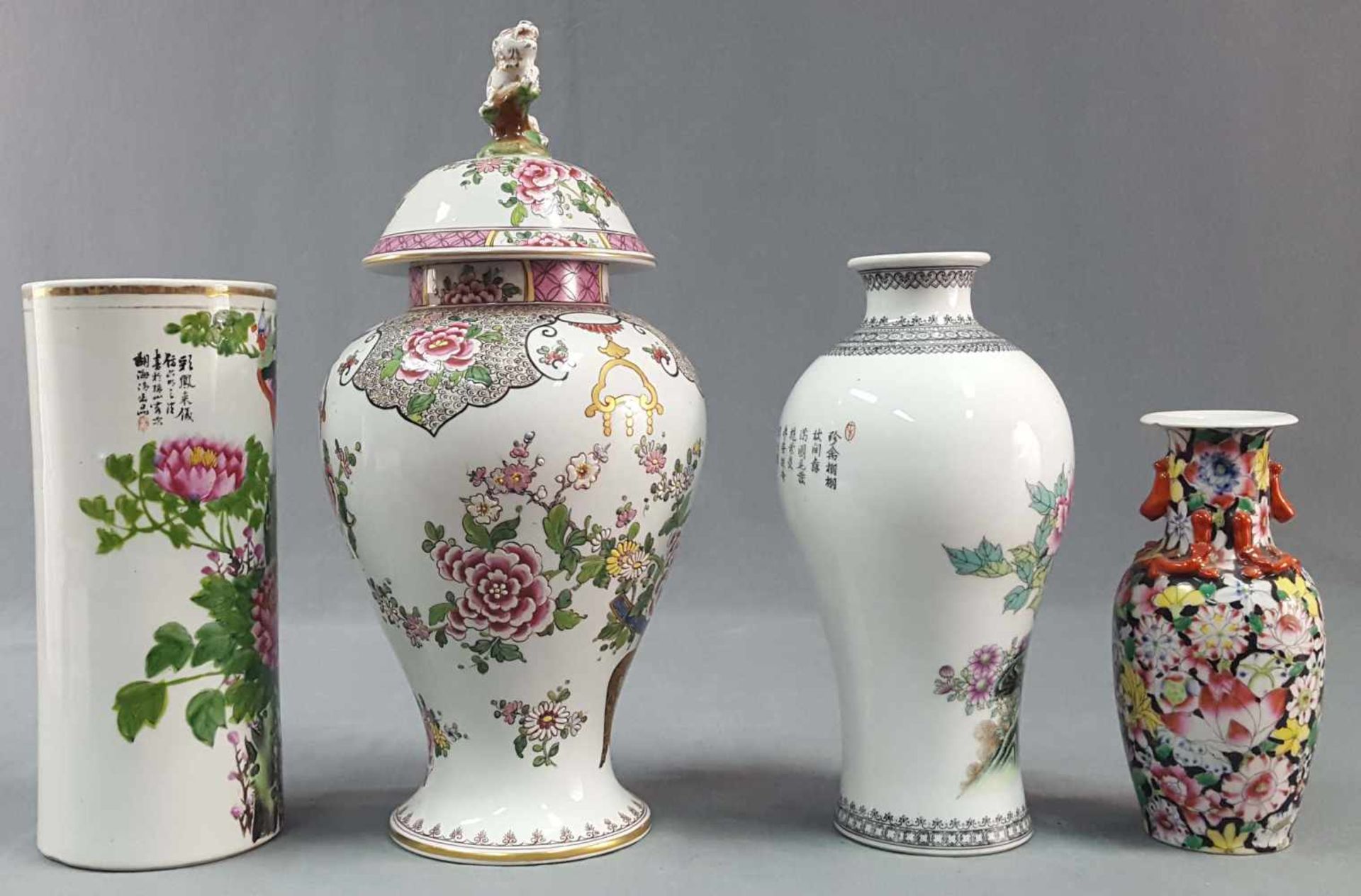 3 vases and 1 lid vase. Proably China. - Image 10 of 14