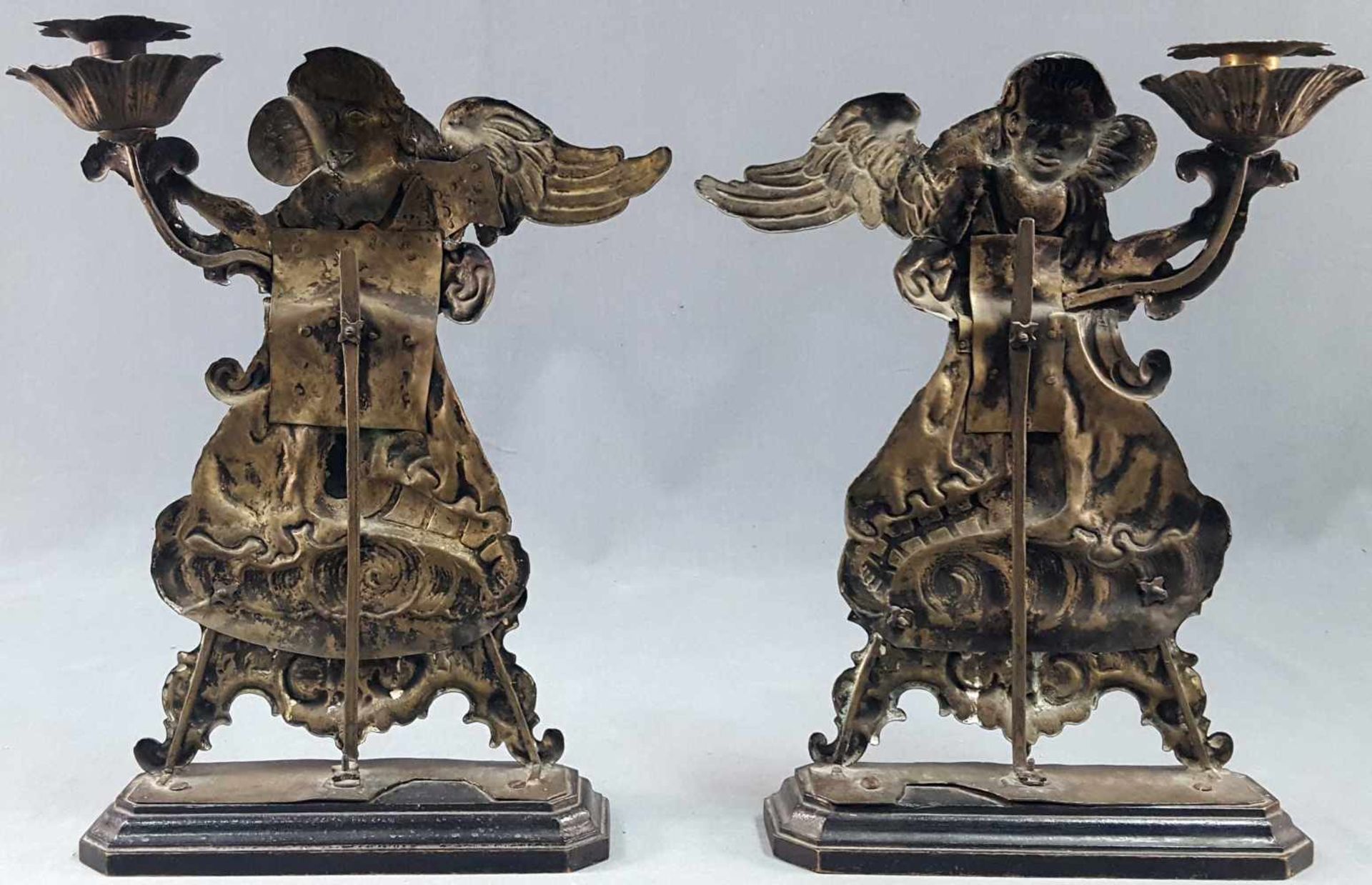 Pair of candlesticks. Angels. Probably 18th / 19th century. - Image 5 of 9