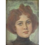 Toni ARON (1859 - 1920). Portrait. Girl with blue eyes.
