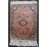 Qom silk Persian rug. Iran. Fine knotting.