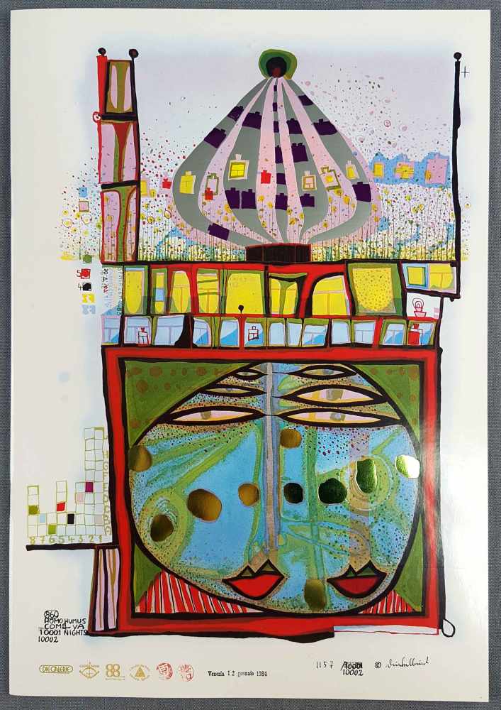 Friedensreich HUNDERTWASSER (1928 - 2000). "HOMO HUMUS COME VA - 10002 NIGHTS", 1982-84. - Image 6 of 9