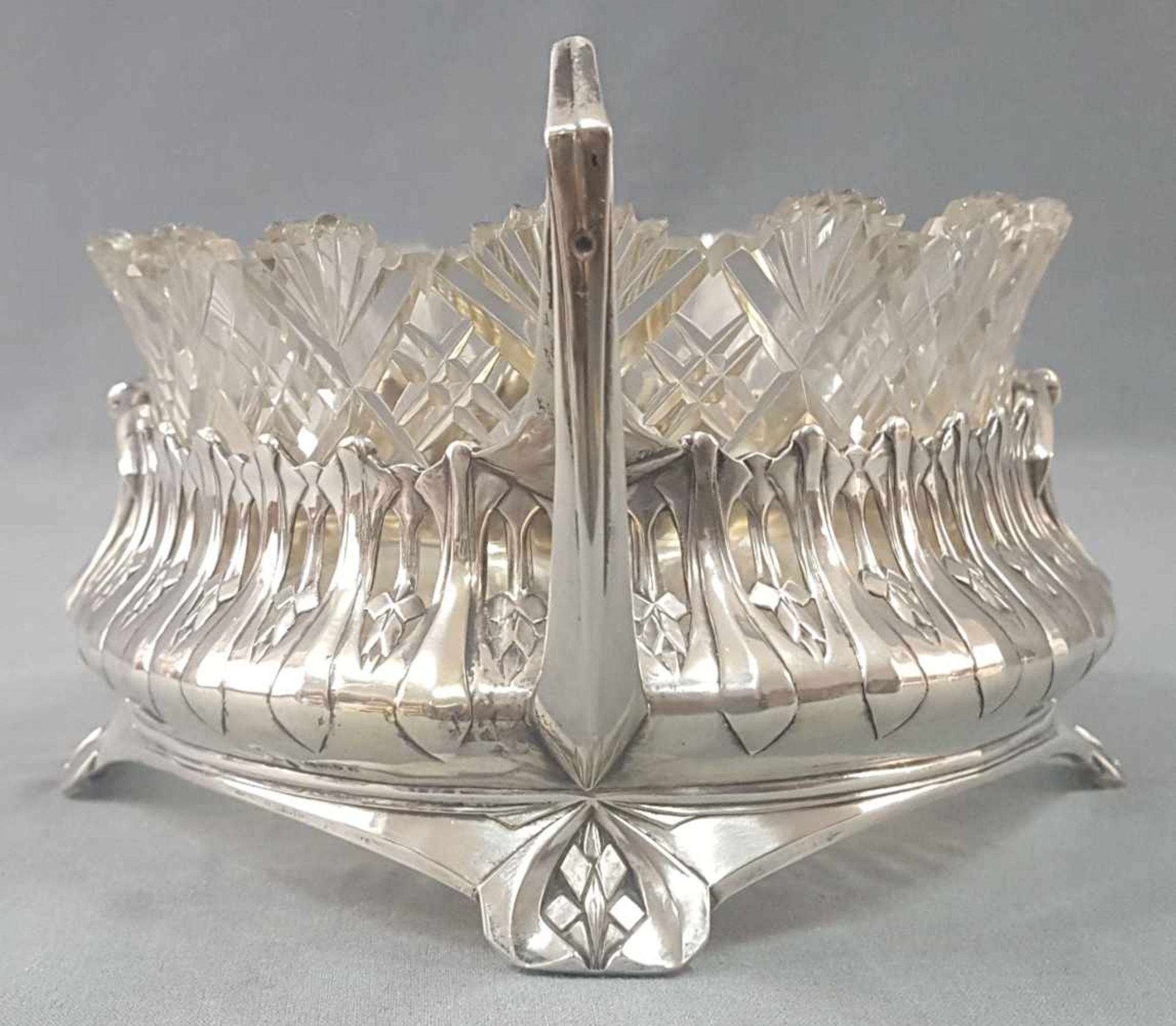 Jardiniere. Silver with original lead crystal glas insert. - Image 5 of 12