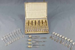 Fruit and cake cutlery, 800 silver, also Art Nouveau.
