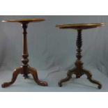 Two side tables wood. One ebonized, one with embroidery. 19th century.