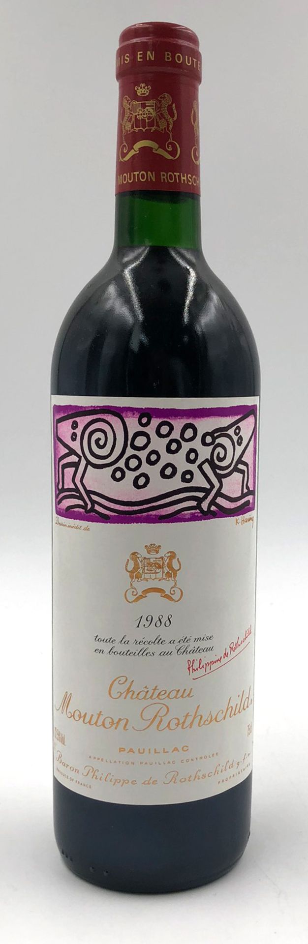 1988 Chateau Mouton Rothschild. A.C. Paullac. 1ere Grand Cru Classé.A whole bottle. 12.5% Vol. 75