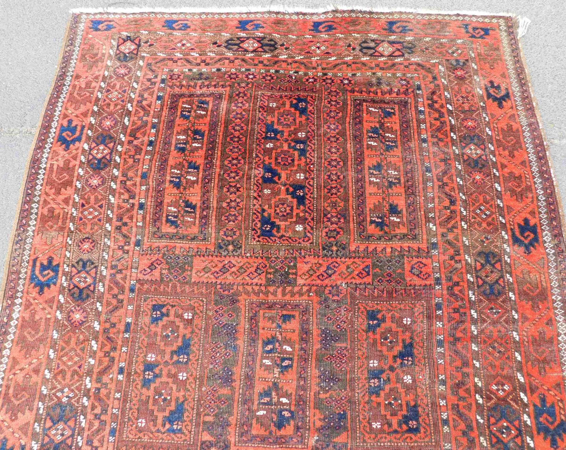 Baluch main carpet. Khorassan. Antique, around 1890202 cm x 122 cm. Knotted by hand. Wool on wool. - Image 3 of 6