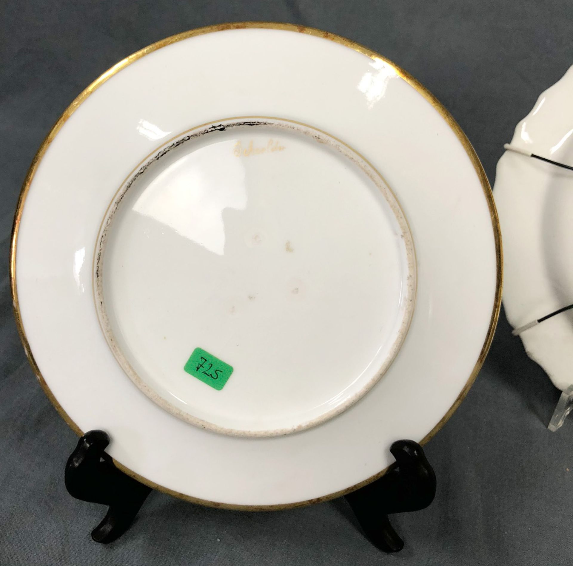 8 parts old porcelain and ceramic.Also a porcelain picture plate Tiergarten 19th century (diameter - Bild 2 aus 11