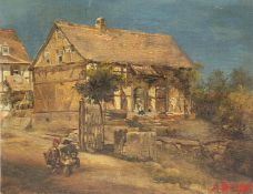 Anton BURGER (1824 - 1905). Kronberg im Taunus.12.5 cm x 16 cm. Painting. Oil on canvas, mounted.