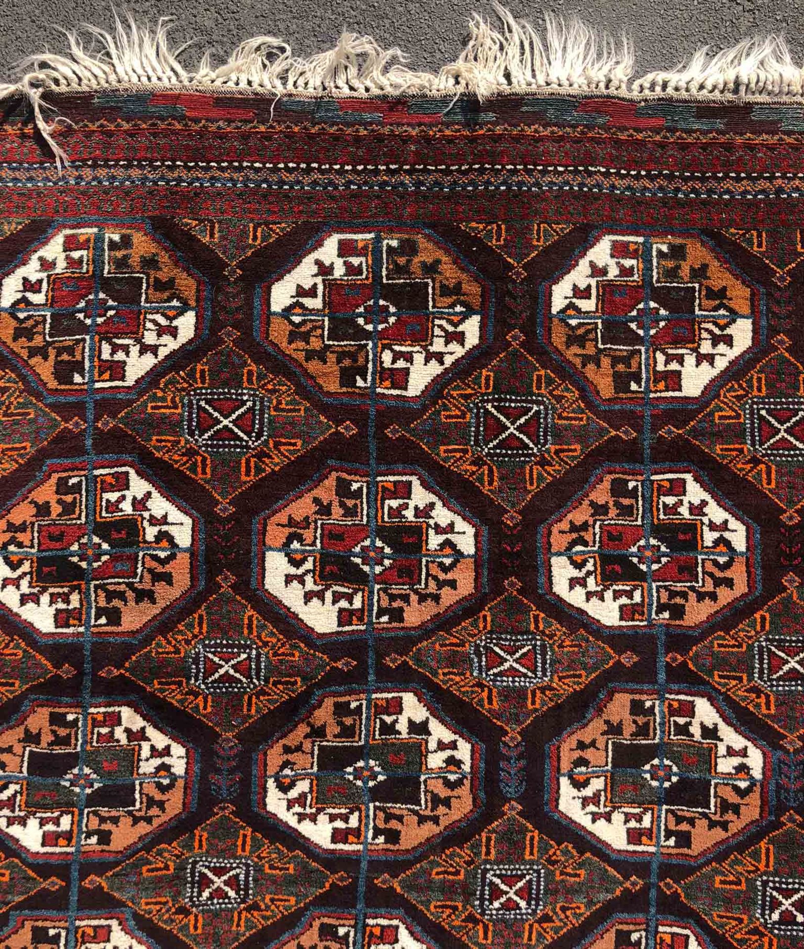 Baluch main carpet. Turkmen from Chorassan. Old, around 1930.280 cm x 155 cm including the flat - Bild 12 aus 12