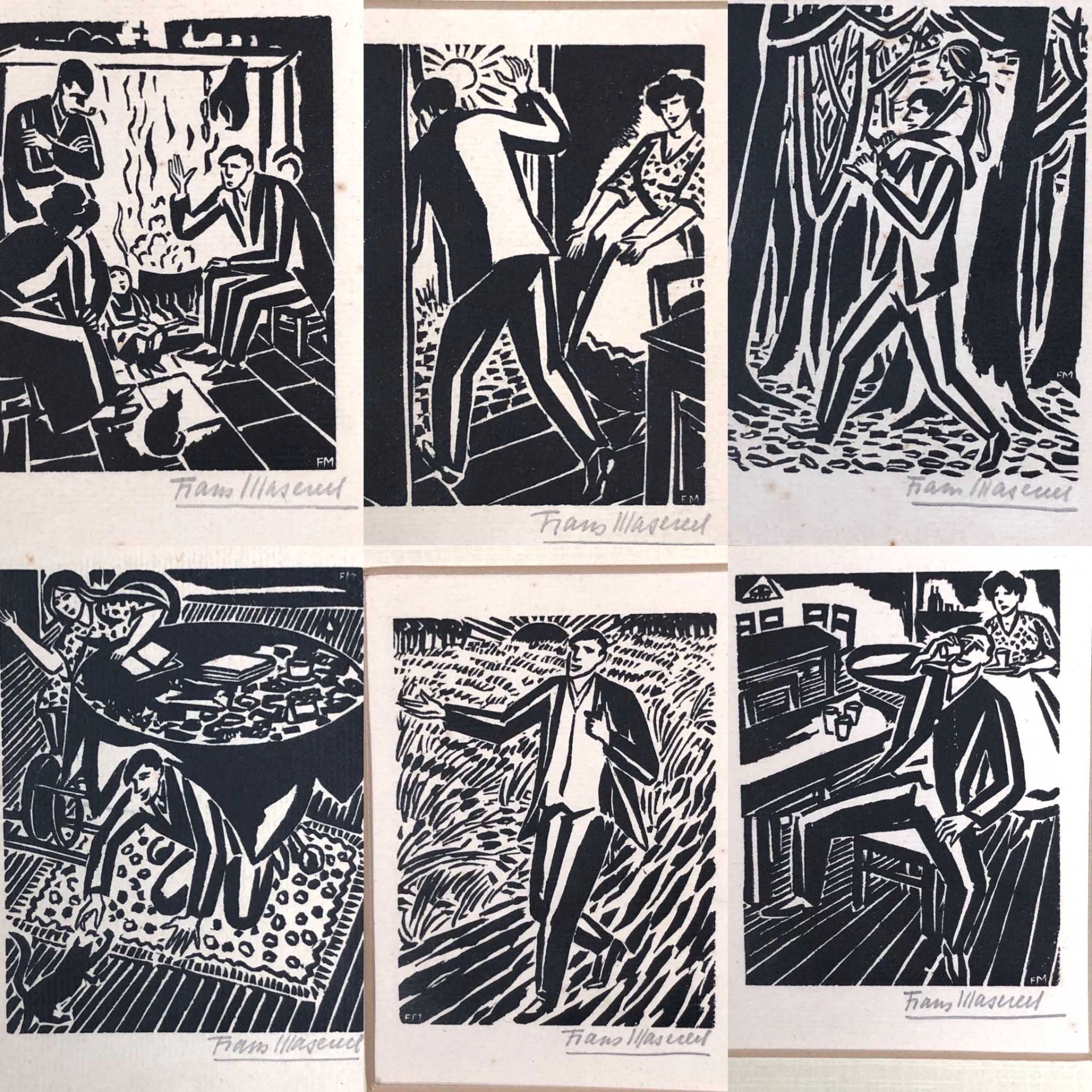 Frans MASEREEL (1889 - 1972). 34 woodcuts.Each circa 9 cm x 6,5 cm in passpartout. 13,6 cm x 10,6 cm - Bild 5 aus 7