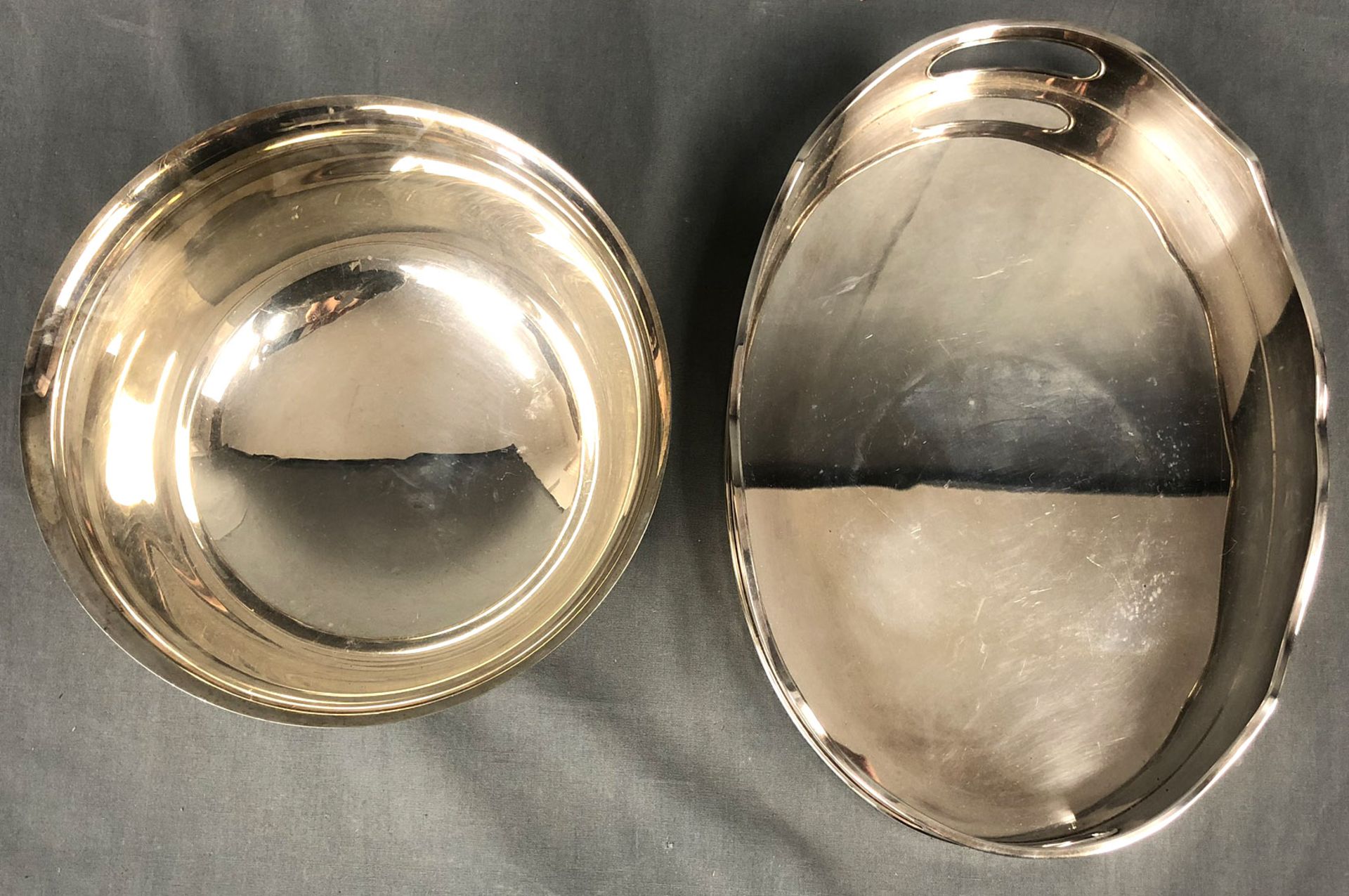 Tray and large bowl. Silver 925, sterling.1801 grams. Up to 35 cm x 25 cm. Hallmarked.Tablett und - Bild 3 aus 5