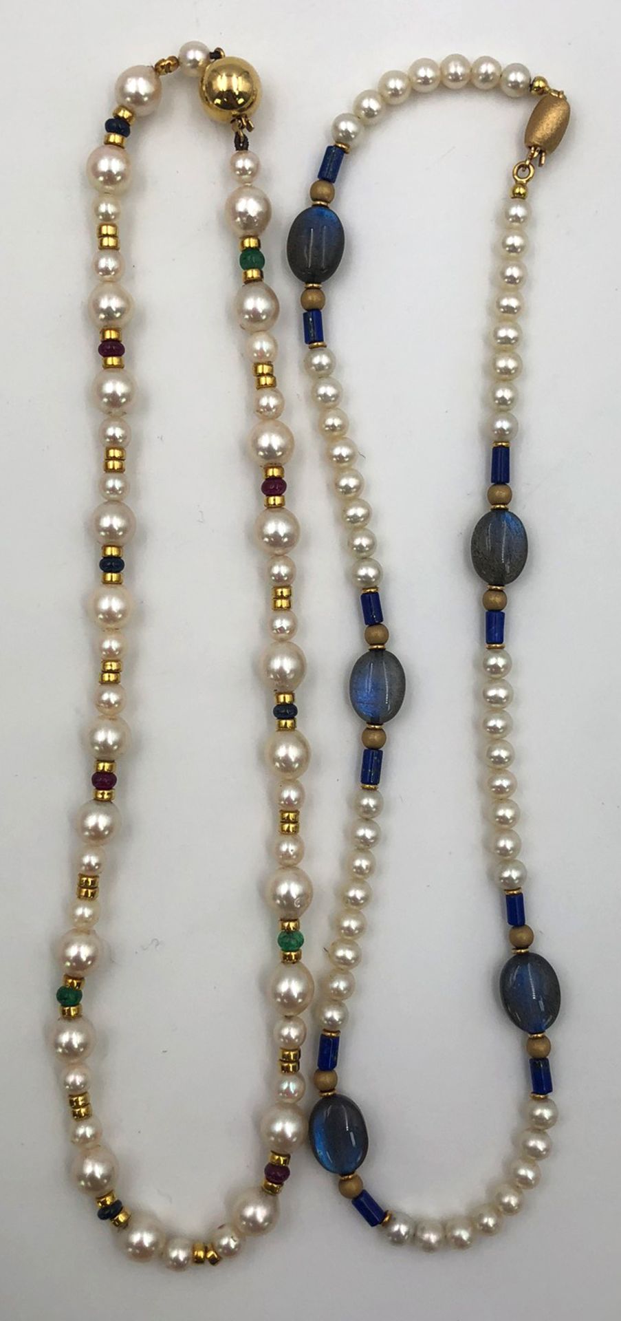 2 necklaces. Arabia. 750 gold, cultured pearls, gemstones.2 Colliers. Arabien. Gold 750, - Image 6 of 10