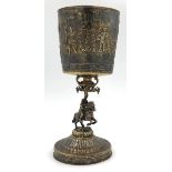 Silver. Chalice depicting a knight.698 grams. 30.3 cm high. Marriage of two parts. Chalice