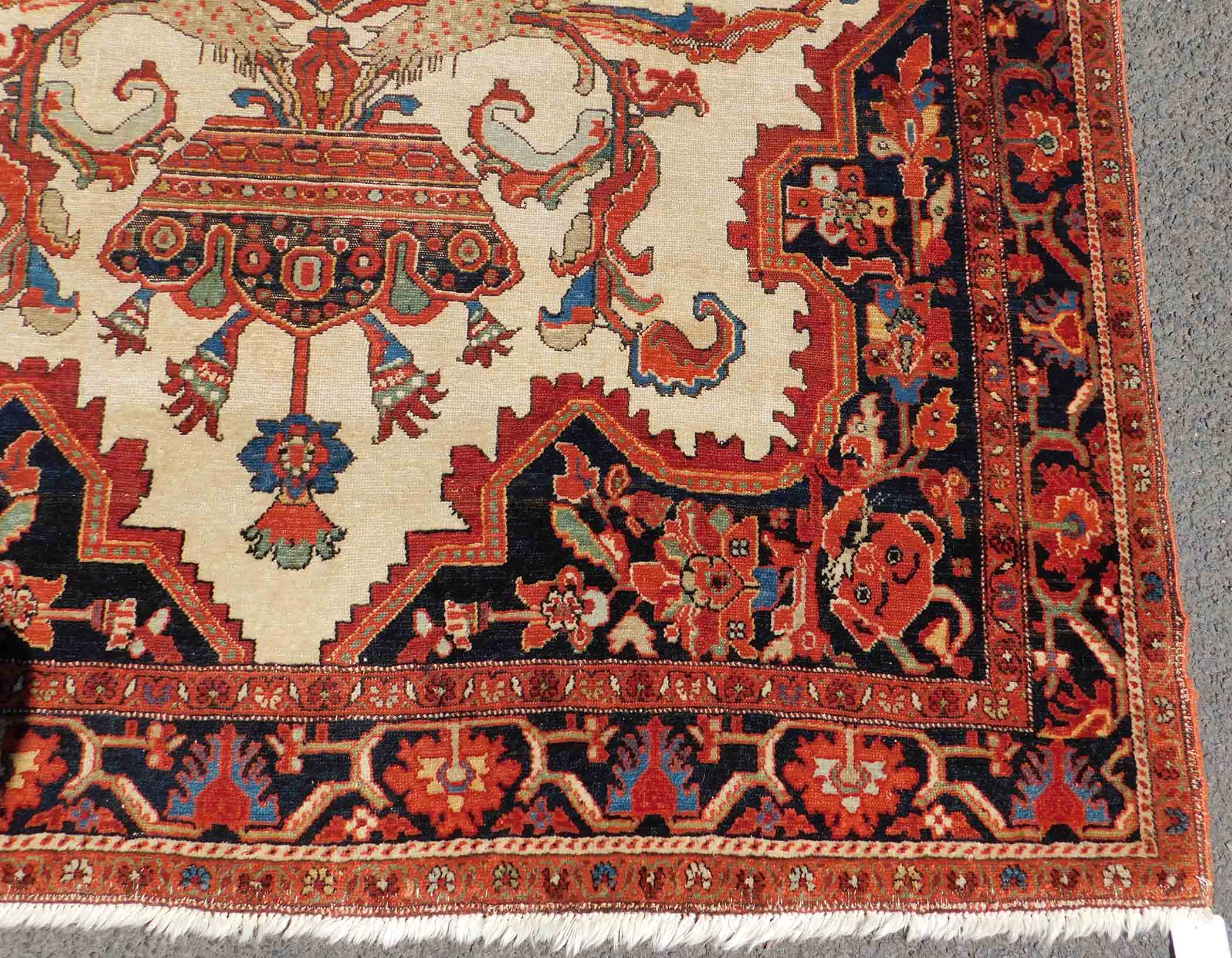 Mishan Malayer Persian rug. Iran. Antique, around 1880.191 cm x 143 cm. Knotted by hand. Wool on - Bild 6 aus 12