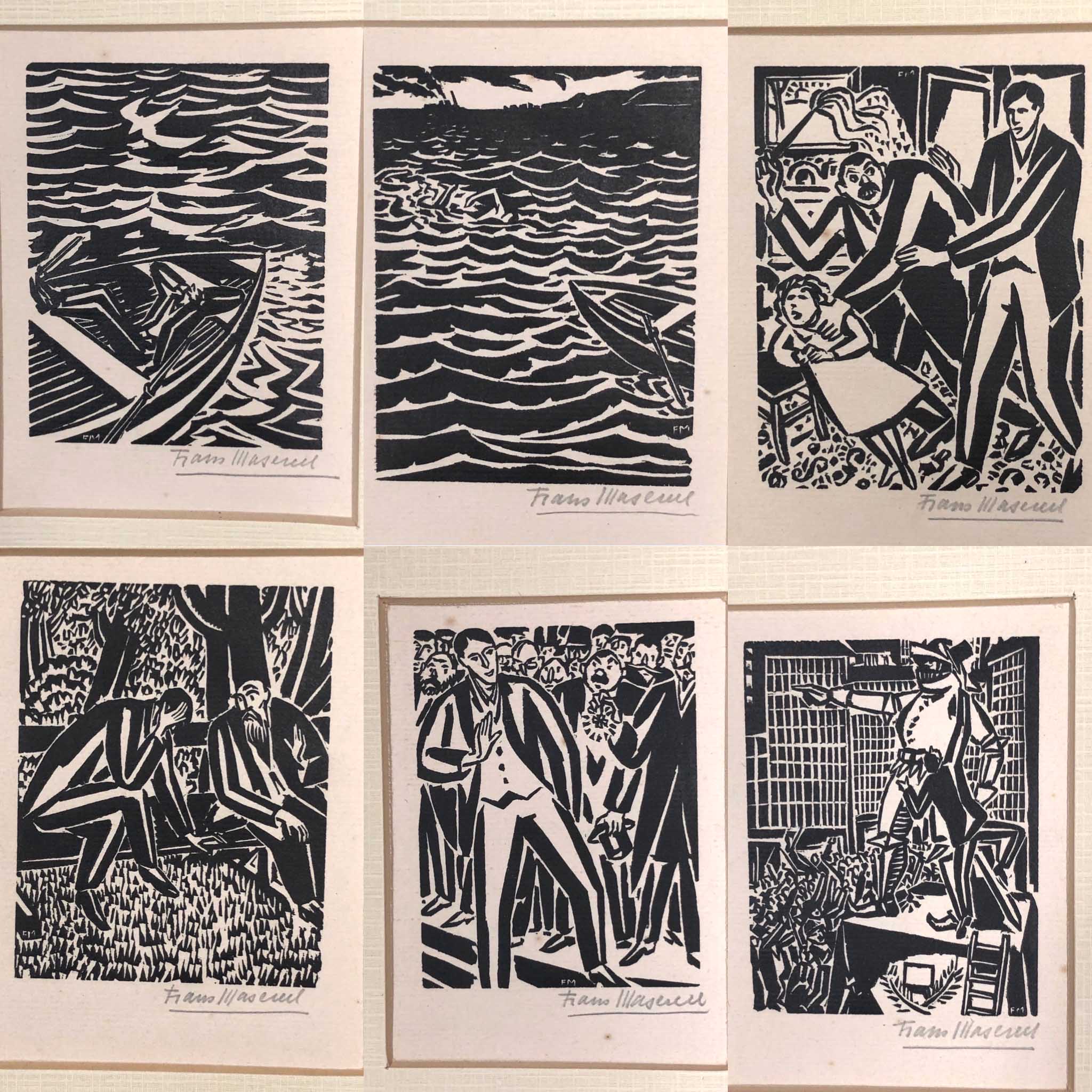 Frans MASEREEL (1889 - 1972). 34 woodcuts.Each circa 9 cm x 6,5 cm in passpartout. 13,6 cm x 10,6 cm - Image 6 of 7