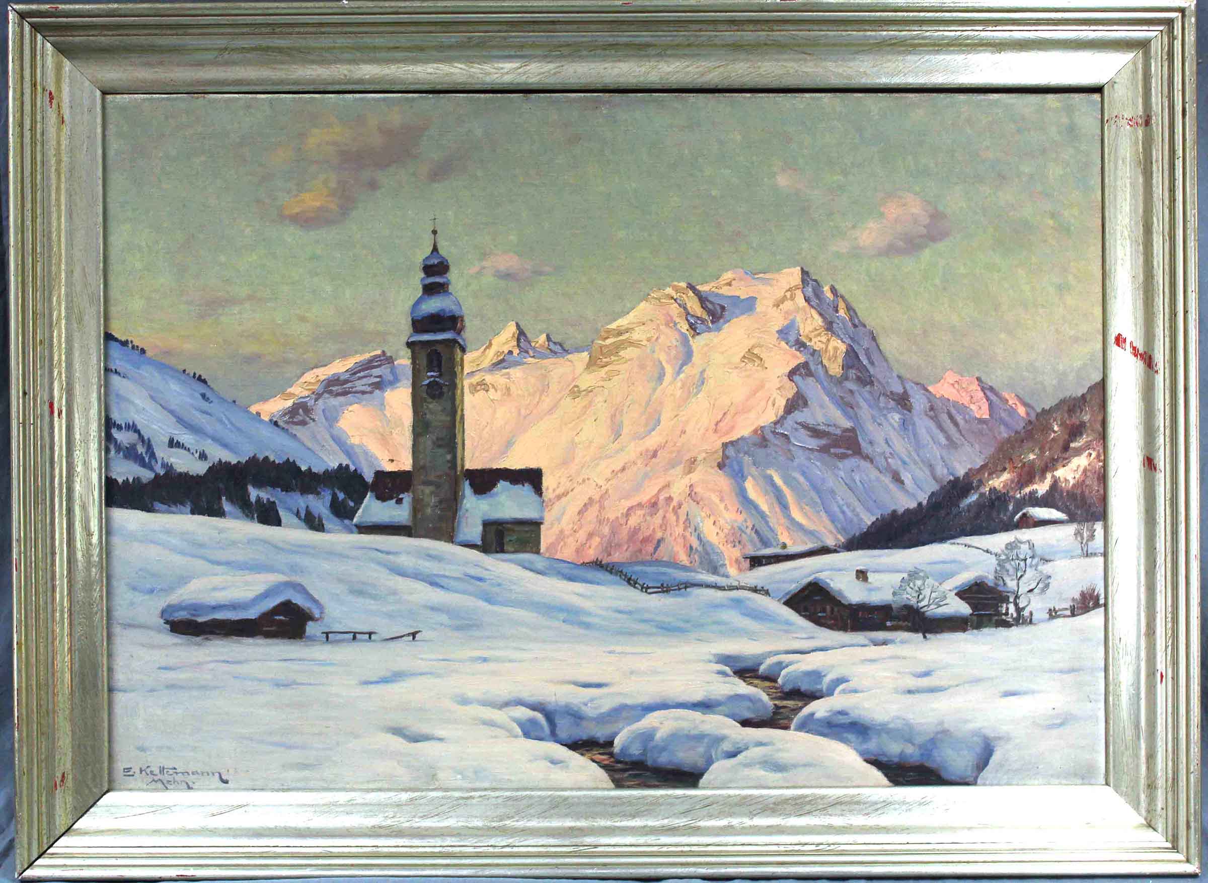 Erwin KETTEMANN (1897 - 1971). Winter in Lech, Vorarlberg.70 cm x 100 cm. Painting. Oil on canvas. - Image 3 of 5