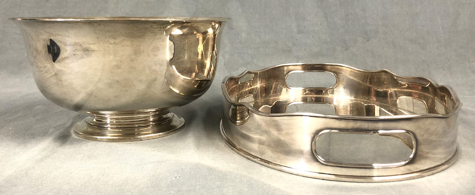 Tray and large bowl. Silver 925, sterling.1801 grams. Up to 35 cm x 25 cm. Hallmarked.Tablett und - Bild 2 aus 5