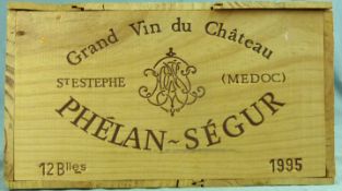 1995 Chateau Phelan Segur, Saint-Estephe, France12 whole bottles. 12.5% Vol. 75 cl. OWC unopened.