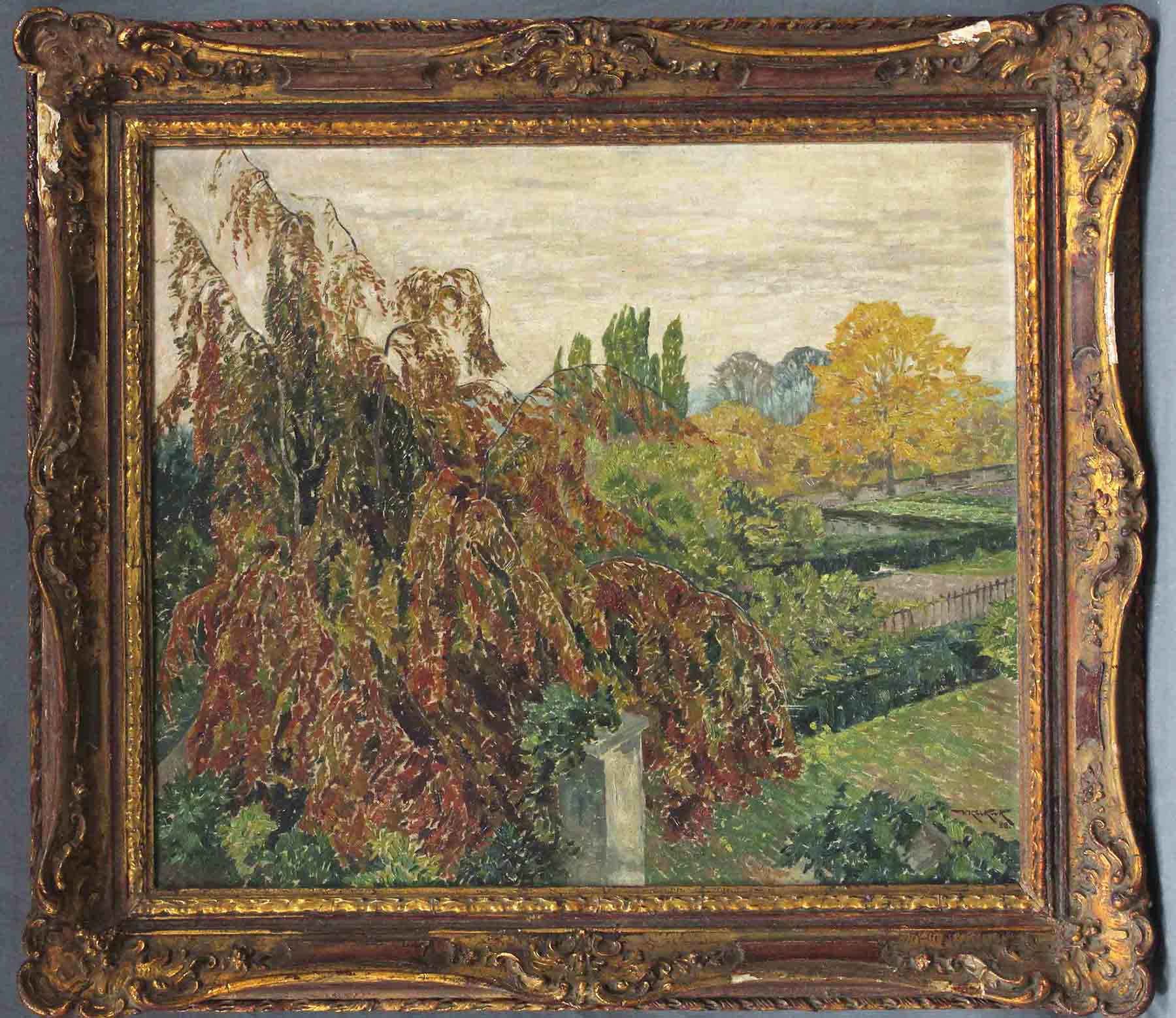 Willy KUKUK (1875-1944). Garden 1928.61 cm x 71 cm. Painting. Oil on canvas. Signed and dated - Image 2 of 7