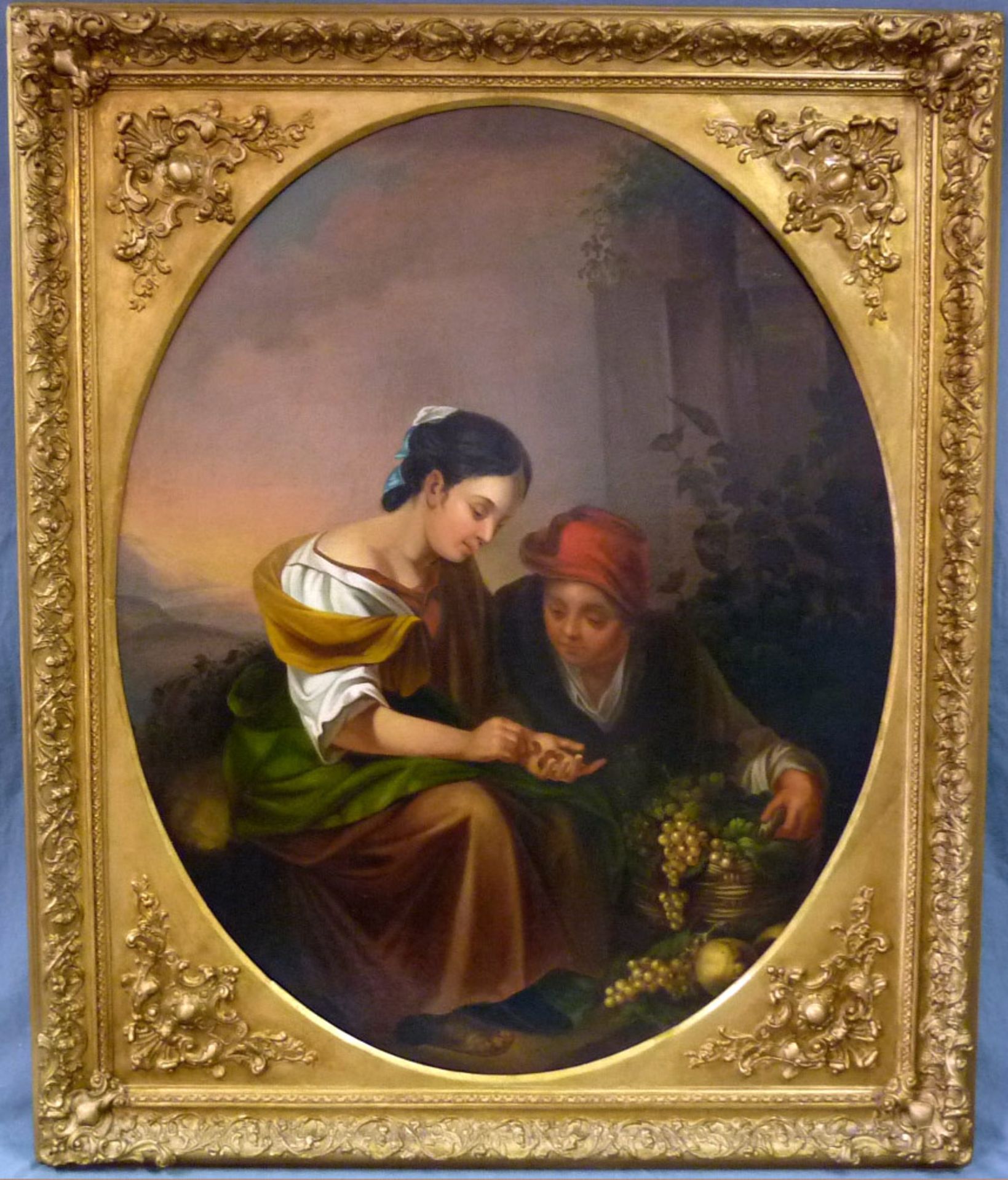 After Bartolomé Esteban MURILLO (XIX). The Little Fruit Seller97 cm x 80 cm oval. Painting. Oil on - Bild 2 aus 3