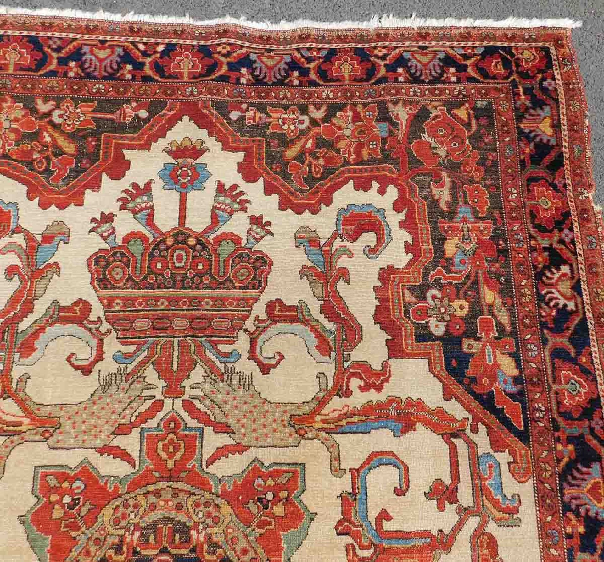 Mishan Malayer Persian rug. Iran. Antique, around 1880.191 cm x 143 cm. Knotted by hand. Wool on - Image 8 of 12