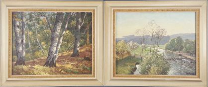Rudolf Conrad Erich ALLWARDT (1902-1983). Two landscapes.80 cm x 113 cm. 2 Paintings. Each oil on