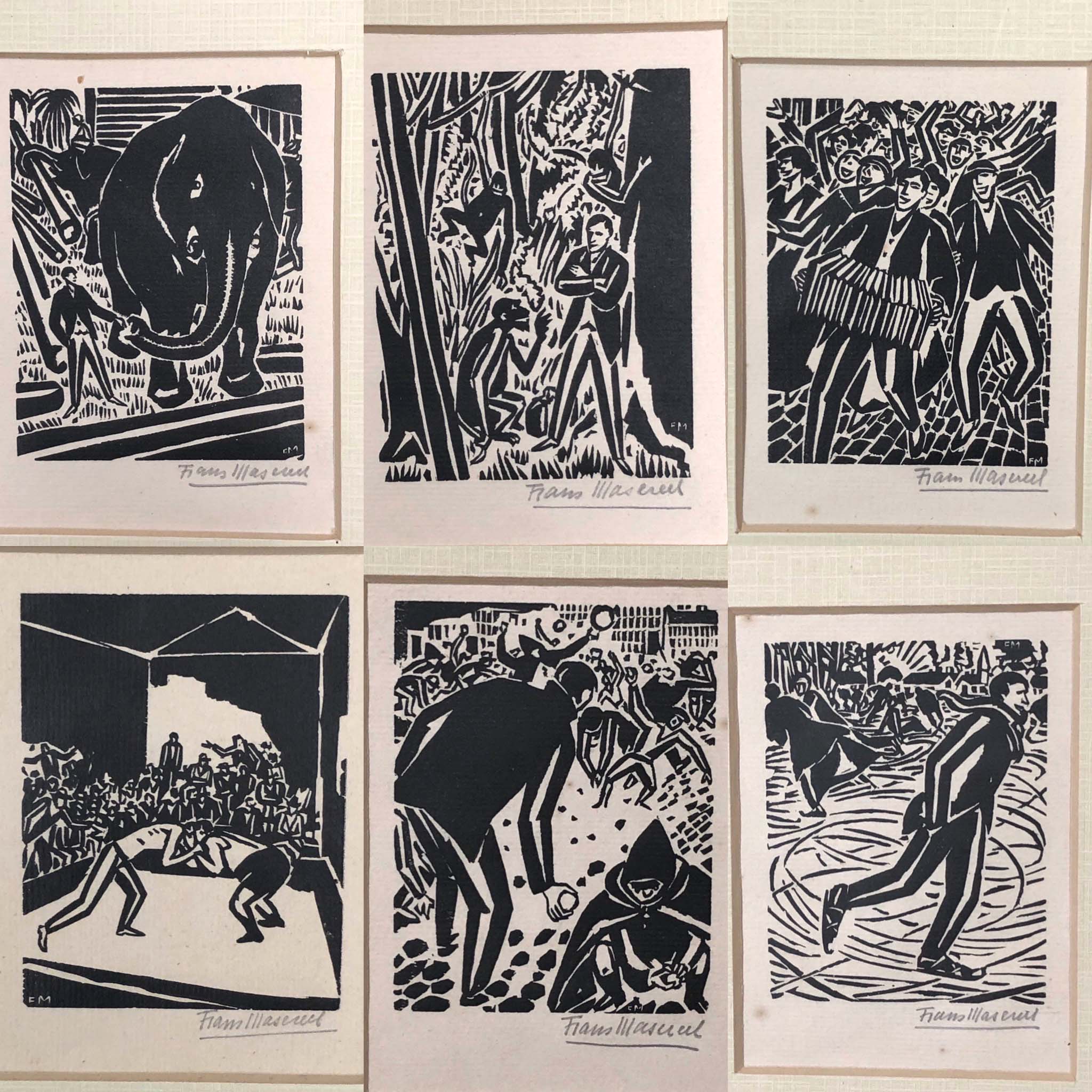 Frans MASEREEL (1889 - 1972). 34 woodcuts.Each circa 9 cm x 6,5 cm in passpartout. 13,6 cm x 10,6 cm - Image 2 of 7