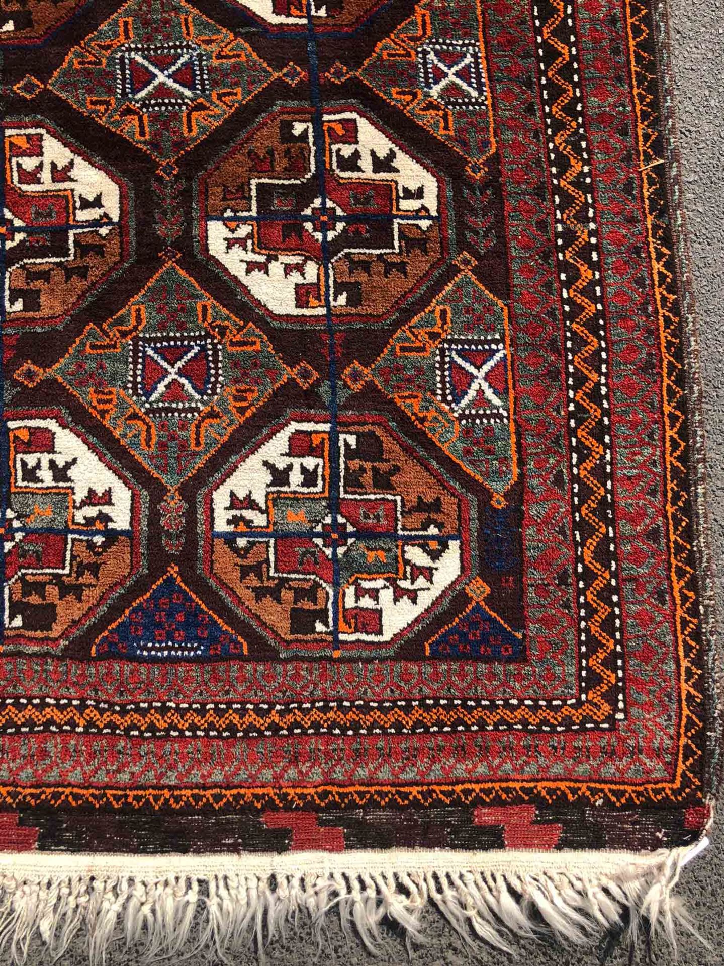 Baluch main carpet. Turkmen from Chorassan. Old, around 1930.280 cm x 155 cm including the flat - Bild 7 aus 12
