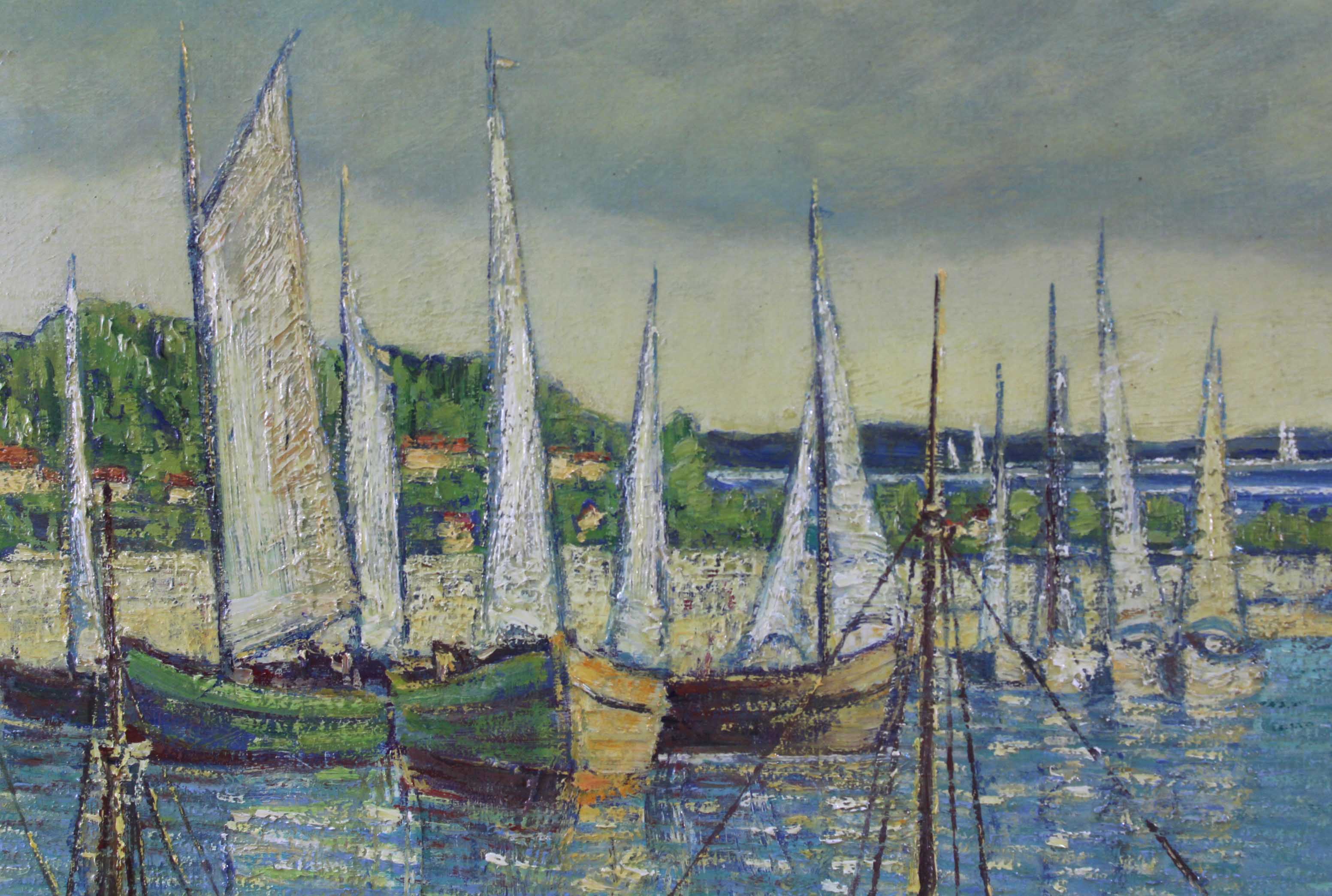 J. BRETEAU (XX). Port in Normandy, France. Atlantic.62 cm x 81 cm. Signed lower left. Verso - Image 4 of 6