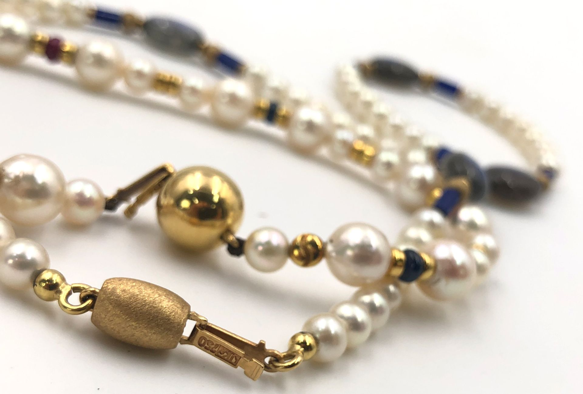 2 necklaces. Arabia. 750 gold, cultured pearls, gemstones.2 Colliers. Arabien. Gold 750, - Bild 9 aus 10