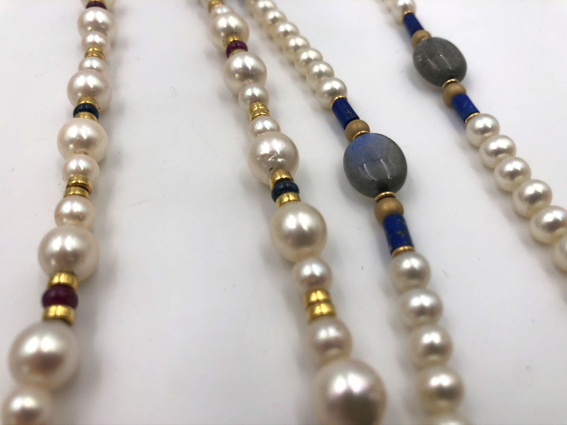 2 necklaces. Arabia. 750 gold, cultured pearls, gemstones.2 Colliers. Arabien. Gold 750, - Image 7 of 10