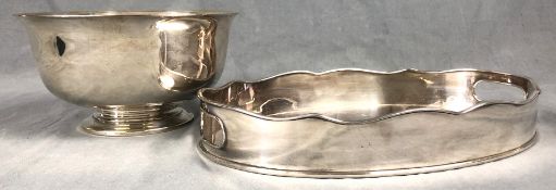 Tray and large bowl. Silver 925, sterling.1801 grams. Up to 35 cm x 25 cm. Hallmarked.Tablett und