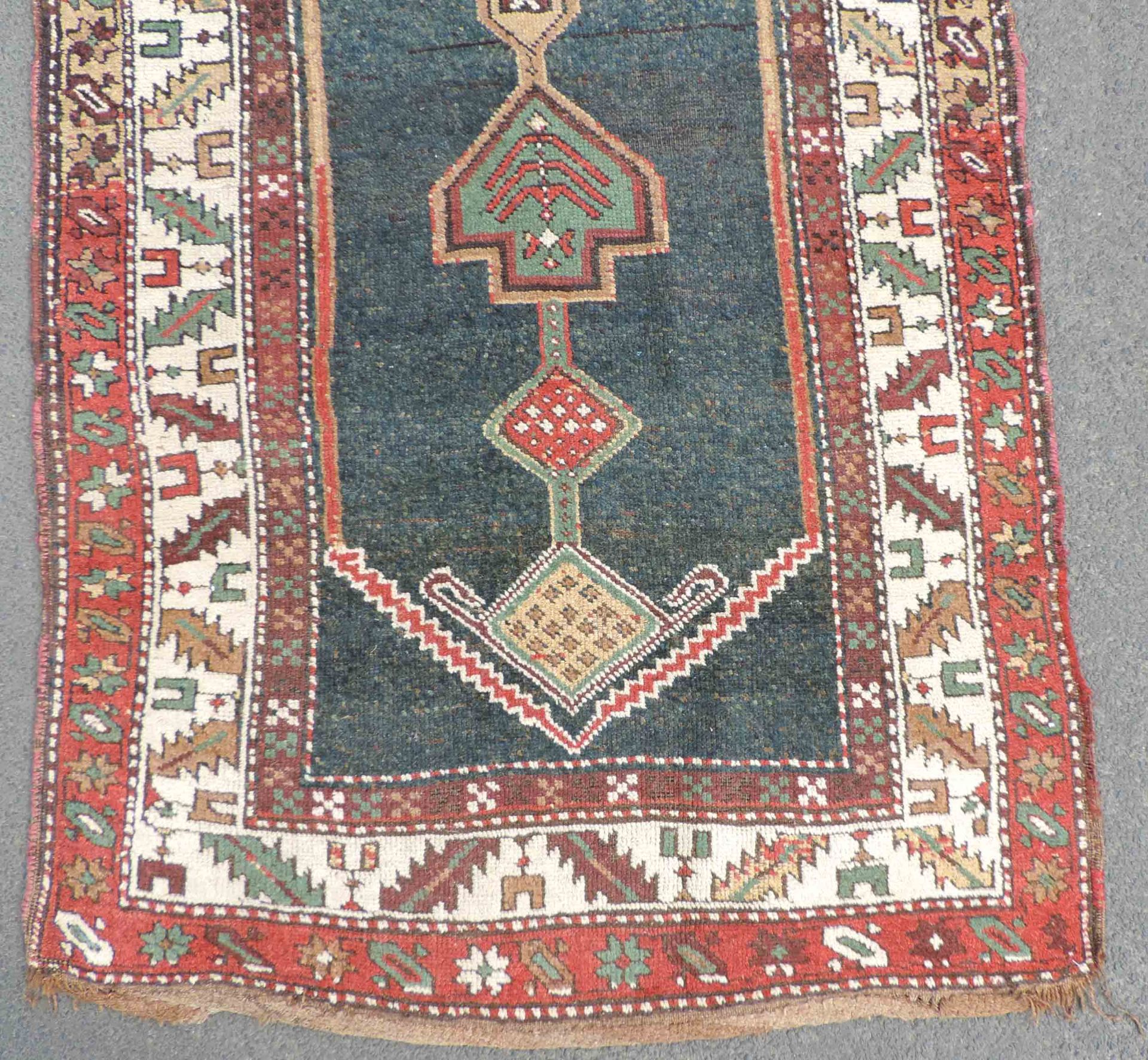 Kurdish tribal rug. Caucasus. Azerbaijan. Antique, around 1890.287 cm x 112 cm. Knotted by hand. - Image 2 of 6