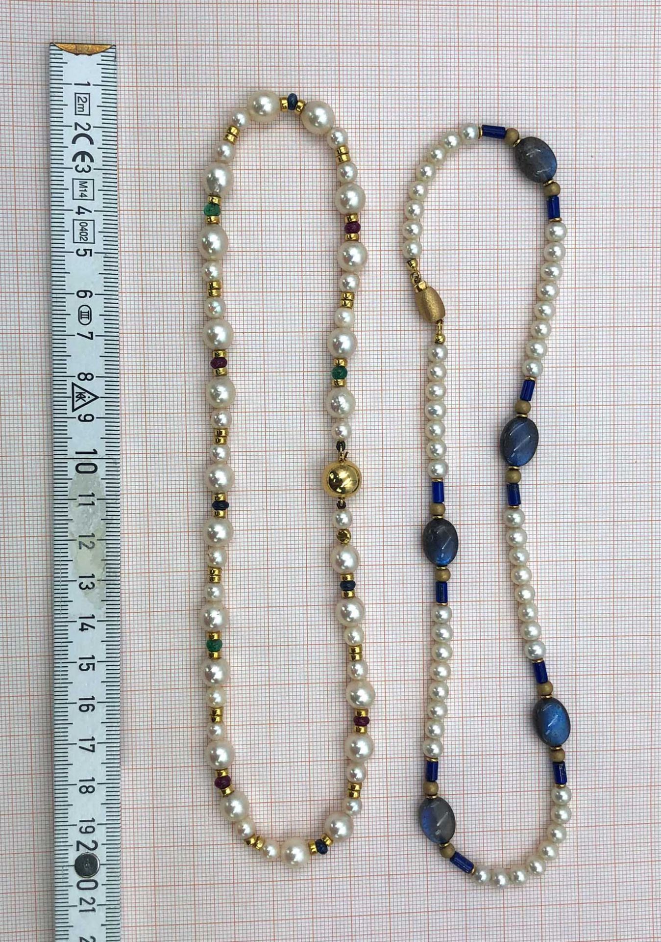 2 necklaces. Arabia. 750 gold, cultured pearls, gemstones.2 Colliers. Arabien. Gold 750, - Bild 2 aus 10