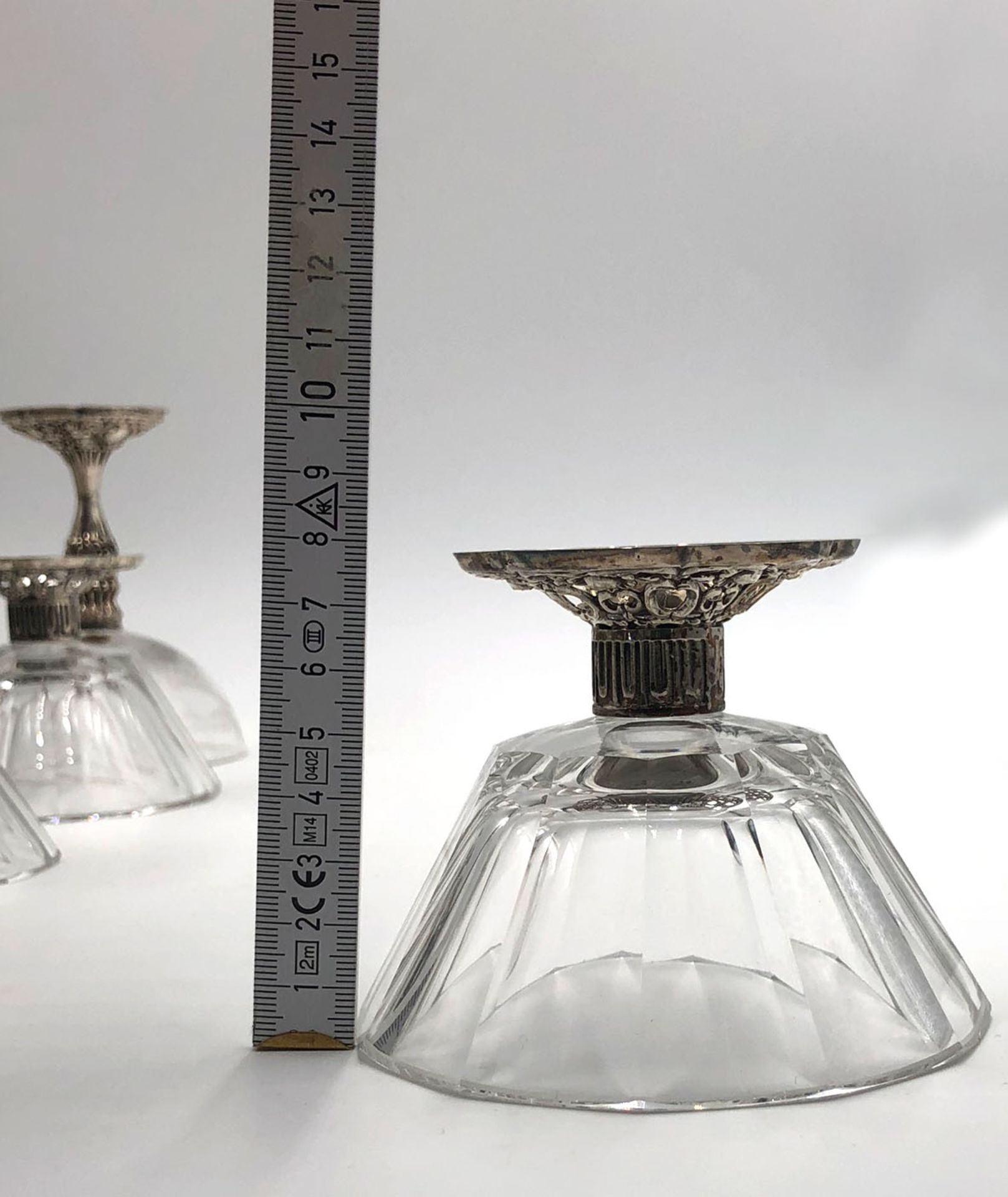 Silver with lead crystal glass cups. 23 ice cups and 8 champagne glasses.Up to 12 cm high. Proably - Image 6 of 14