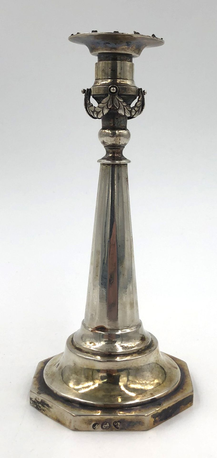 Empire candlestick. Silver.19.5 cm tall. 234 grams. Condition see photos.Kerzenleuchter Empire. - Image 8 of 13